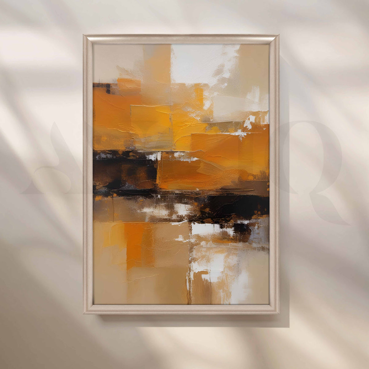 Warm Ochre Abstract Canvas Artwork – Asha Art Studio – Image 4
