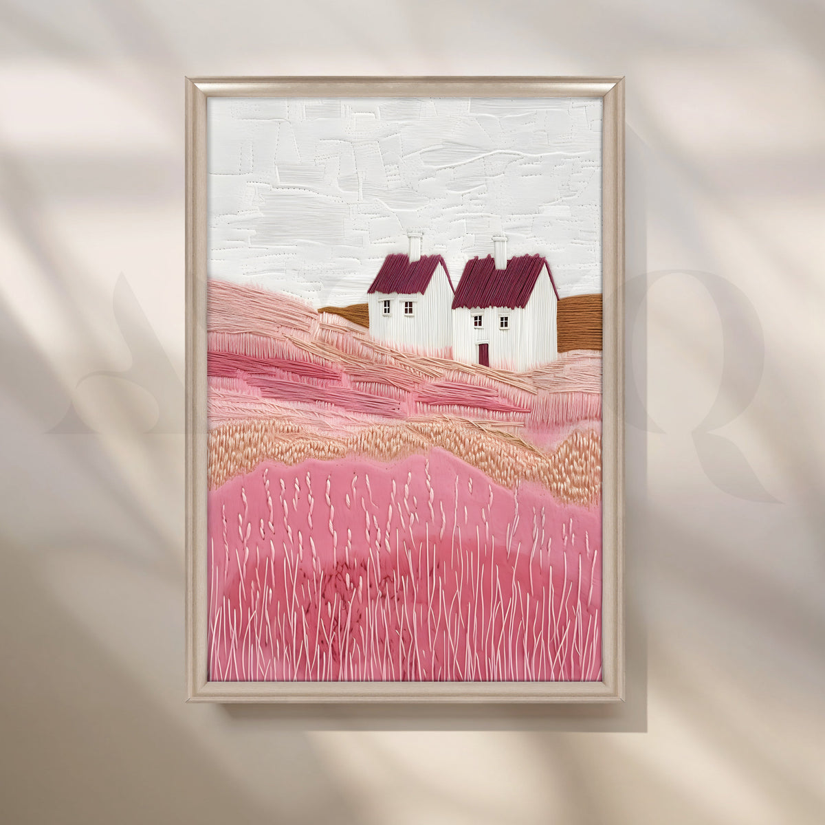 Countryside Houses Textured Canvas Artwork – Asha Art Studio – Image 4