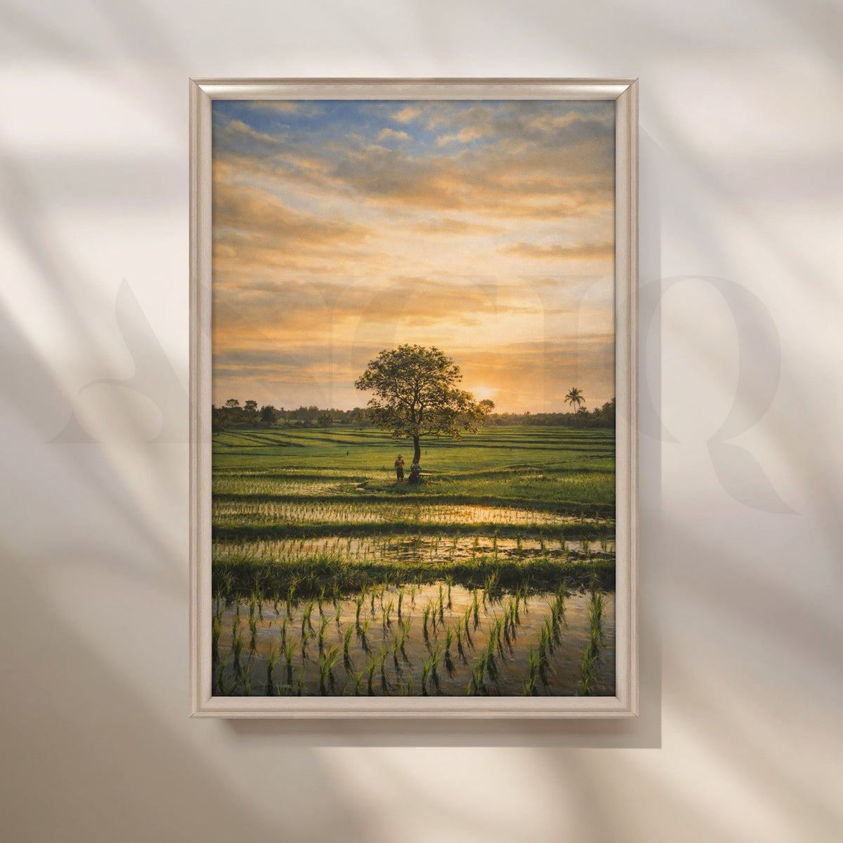 Golden Paddy Field Sunset Canvas Artwork – Asha Art Studio – Image 4