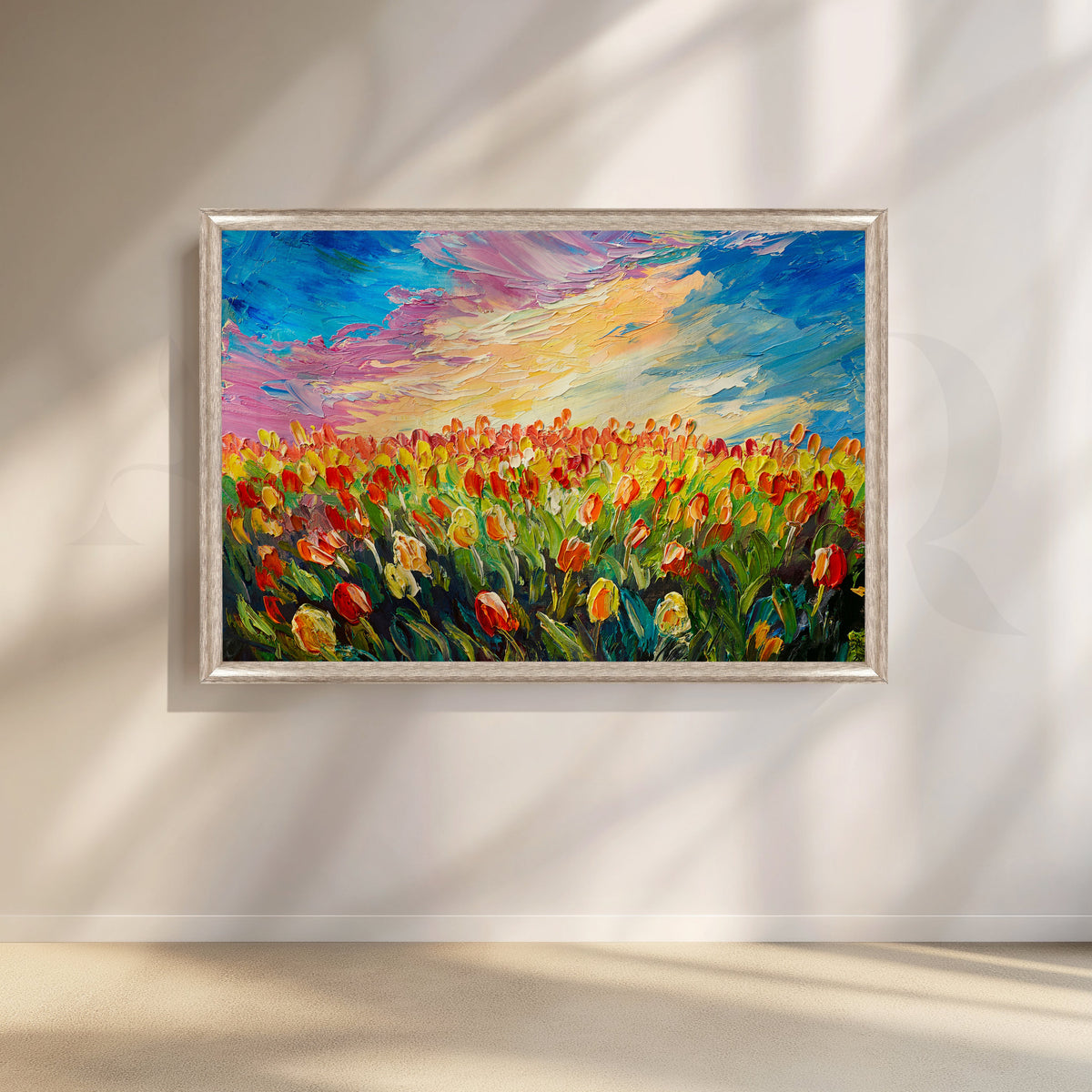 Vibrant Tulip Field Canvas Artwork – Asha Art Studio – Image 6