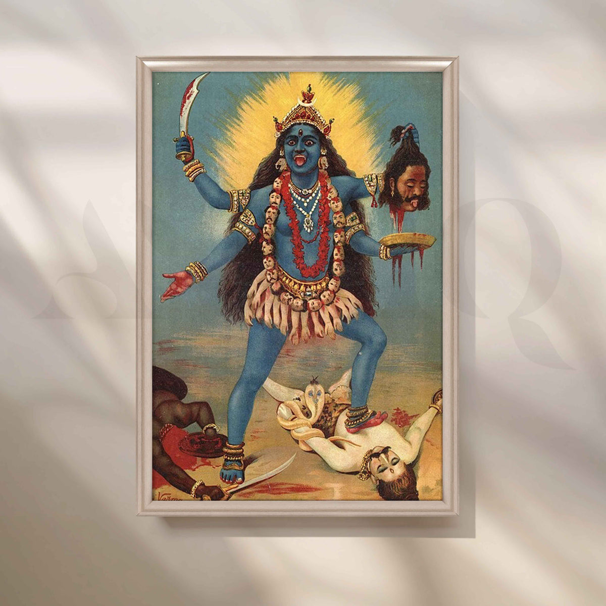 Goddess Kali by Raja Ravi Varma Canvas Artwork – Asha Art Studio – Image 4