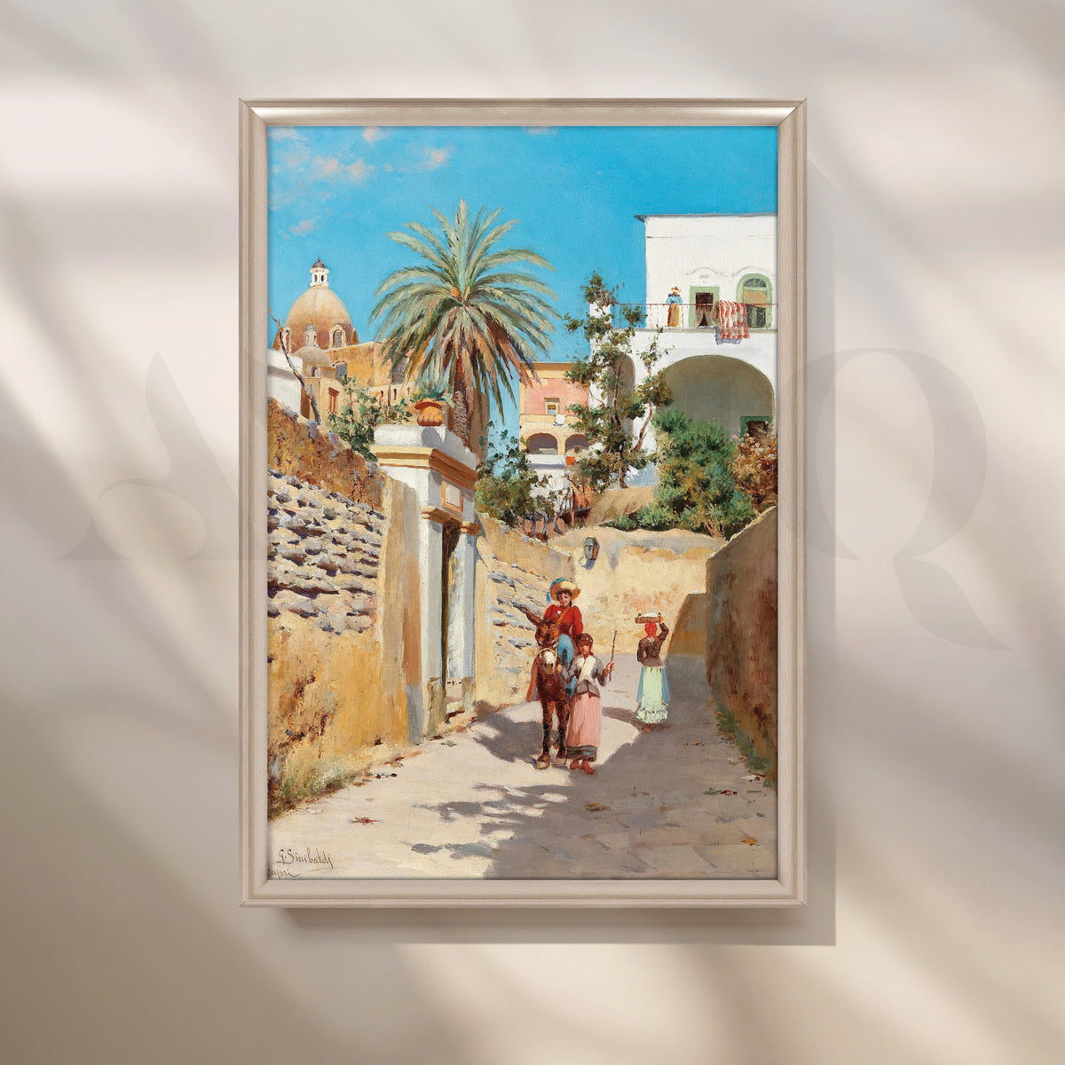 Mediterranean Village Street Canvas Artwork – Asha Art Studio – Image 4