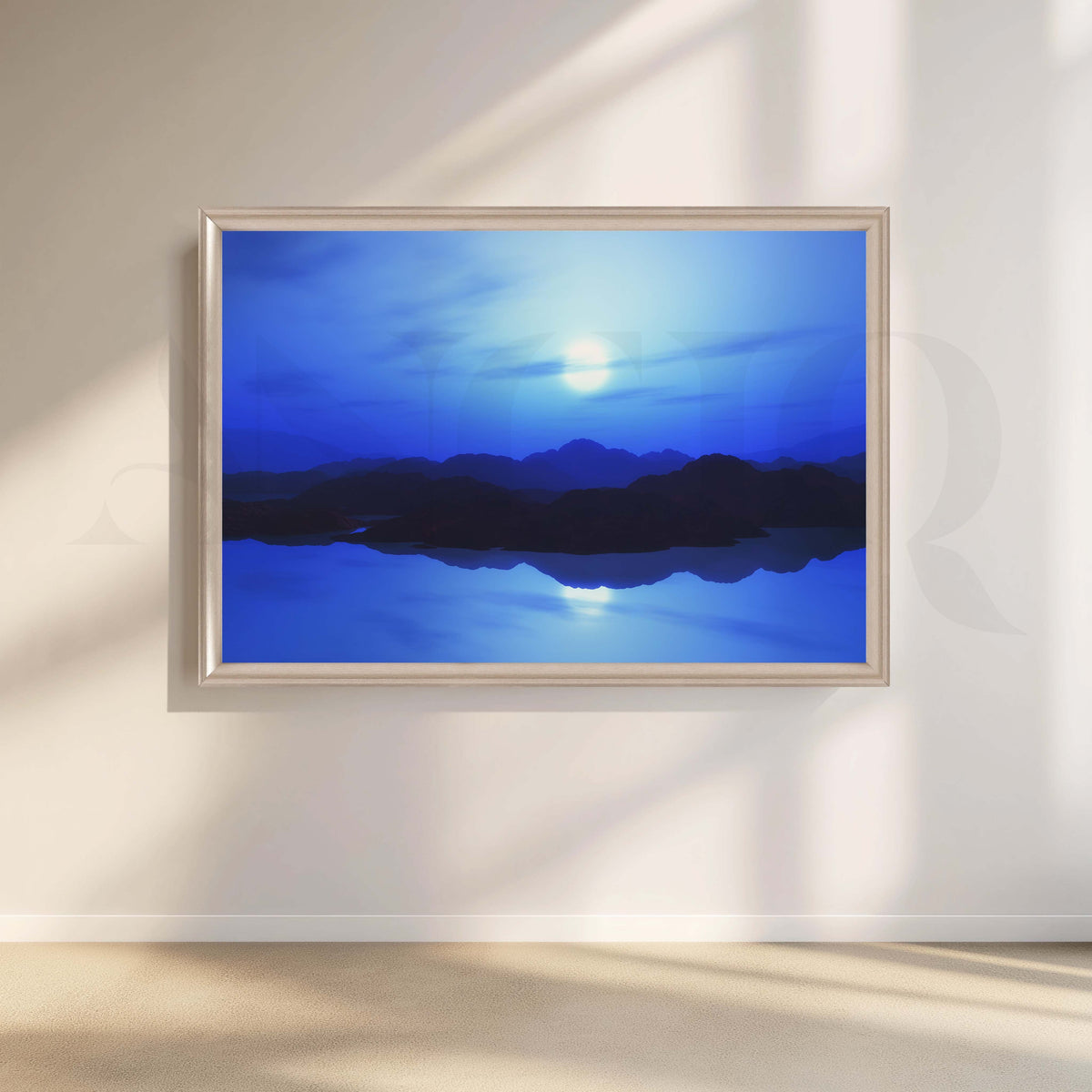 Blue Moon Mountain Lake Canvas Artwork – Asha Art Studio – Image 4