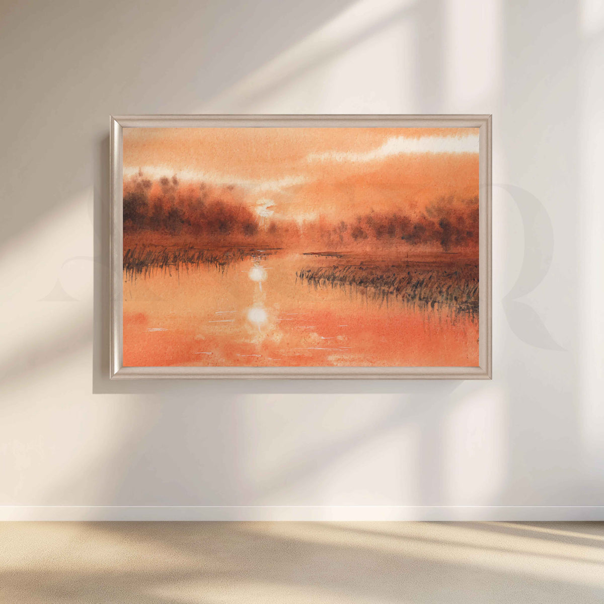 Orange Mist Lake Canvas Artwork – Asha Art Studio – Image 4