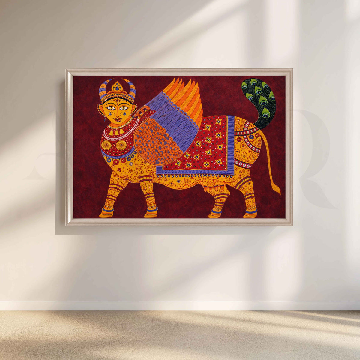 Folk Mythical Winged Creature Canvas Artwork – Asha Art Studio – Image 4