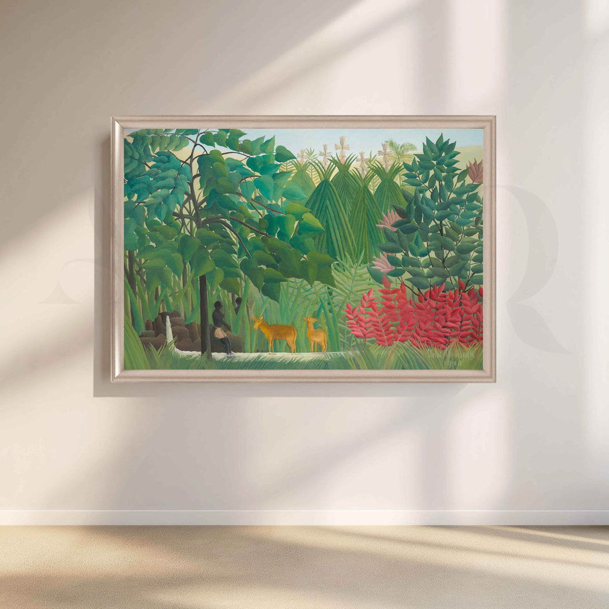 Tropical Jungle with Deer Folk Art Canvas Artwork – Asha Art Studio – Image 4