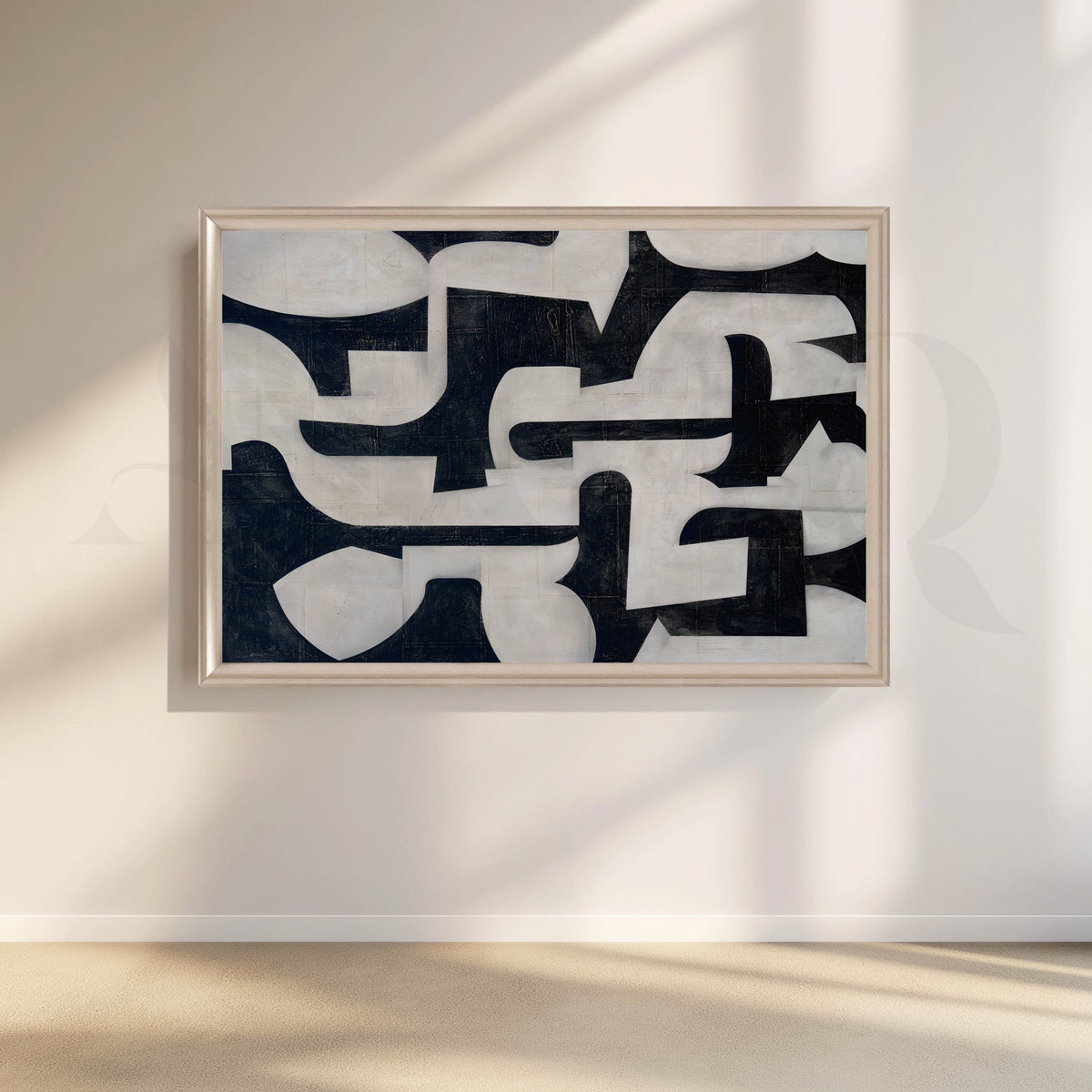 Monochrome Geometric Canvas Artwork – Asha Art Studio – Image 4