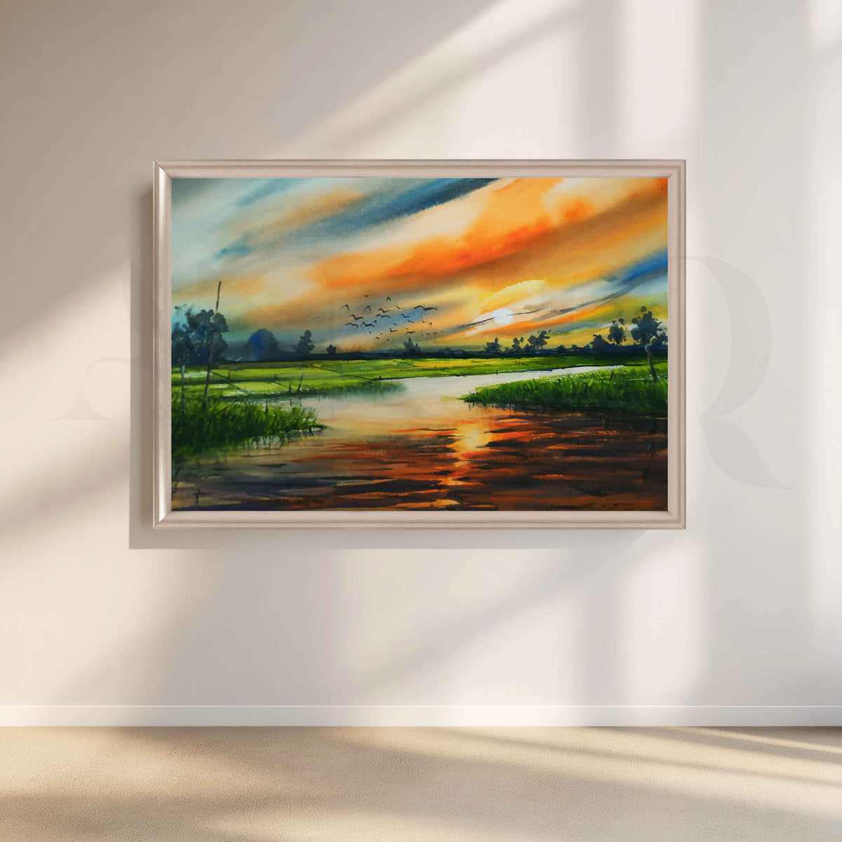 Sunset River Landscape Canvas Artwork – Asha Art Studio – Image 4