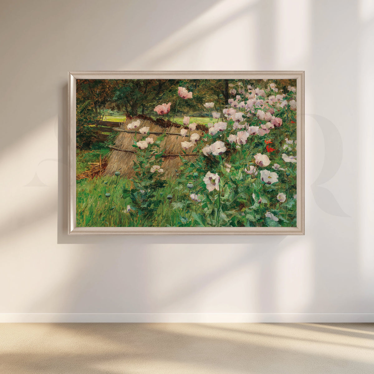 White Wildflowers & Haystack Canvas Artwork – Asha Art Studio – Image 4