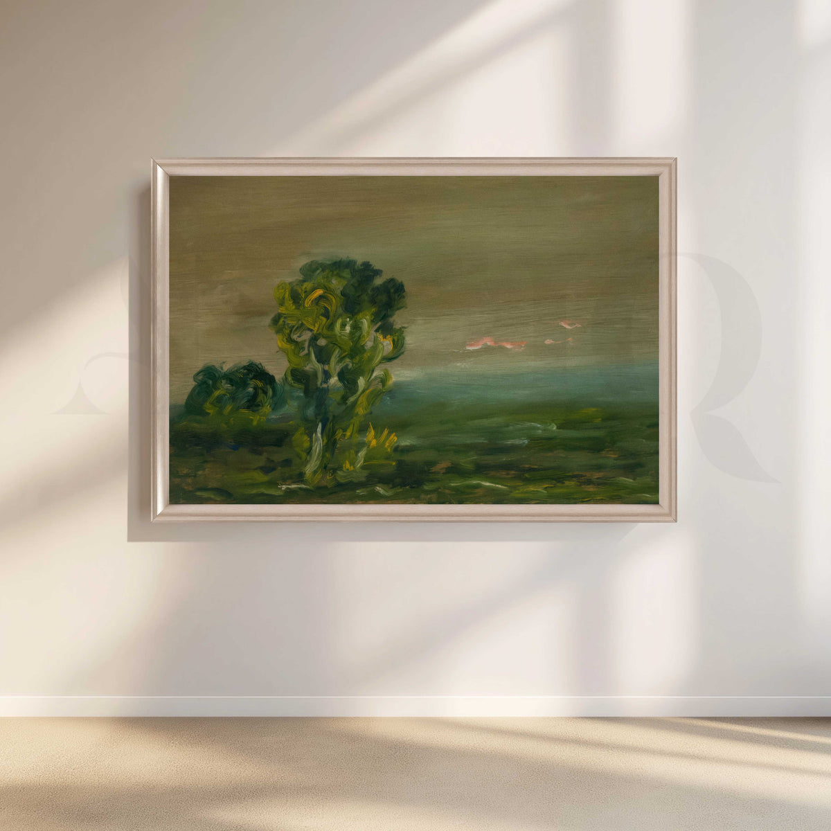Misty Green Tree Landscape Canvas Artwork – Asha Art Studio – Image 4