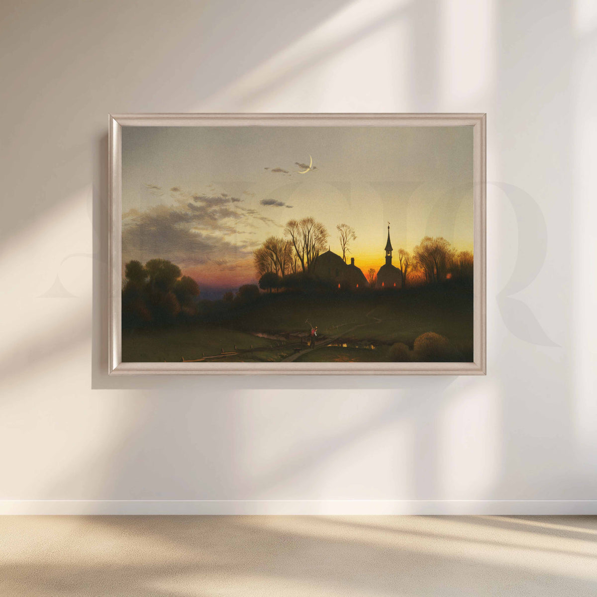Twilight Countryside Chapel Canvas Artwork – Asha Art Studio – Image 4