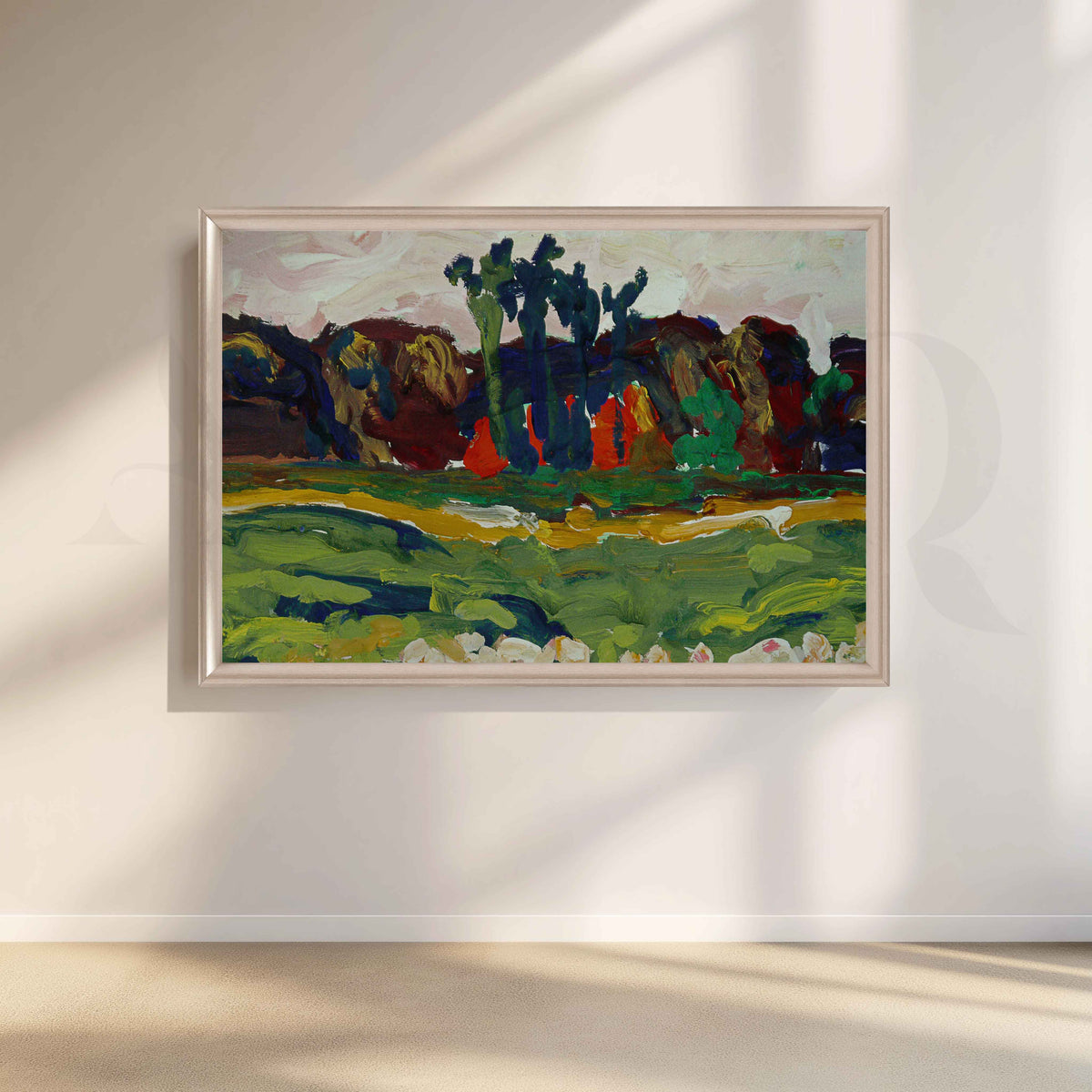 Expressive Green Landscape Canvas Artwork – Asha Art Studio – Image 4