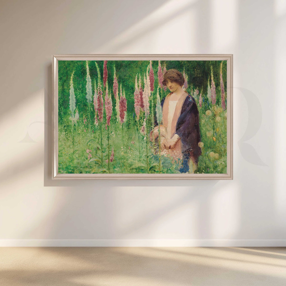 Vintage Floral Garden Woman Canvas Artwork – Asha Art Studio – Image 4