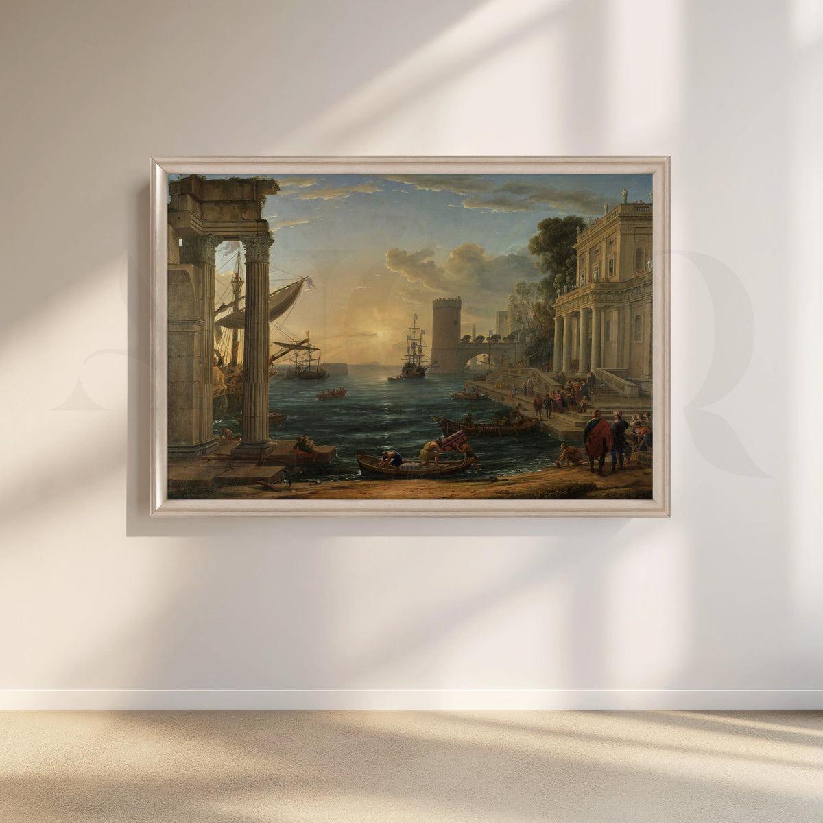 Sunlit Portico Harbor Canvas Artwork – Asha Art Studio – Image 4