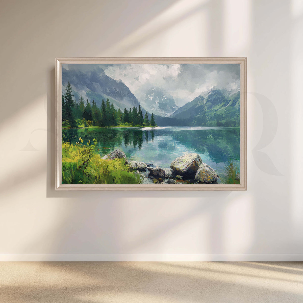 Alpine Lake Landscape Canvas Artwork – Asha Art Studio – Image 4