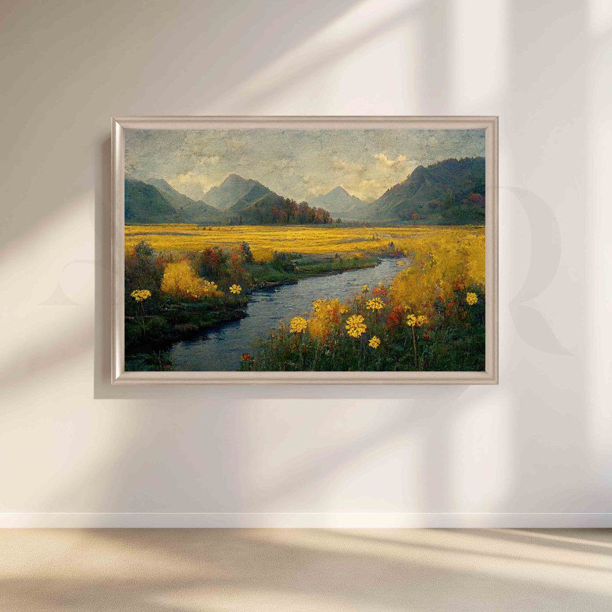 Mountain Meadow River Canvas Artwork – Asha Art Studio – Image 4