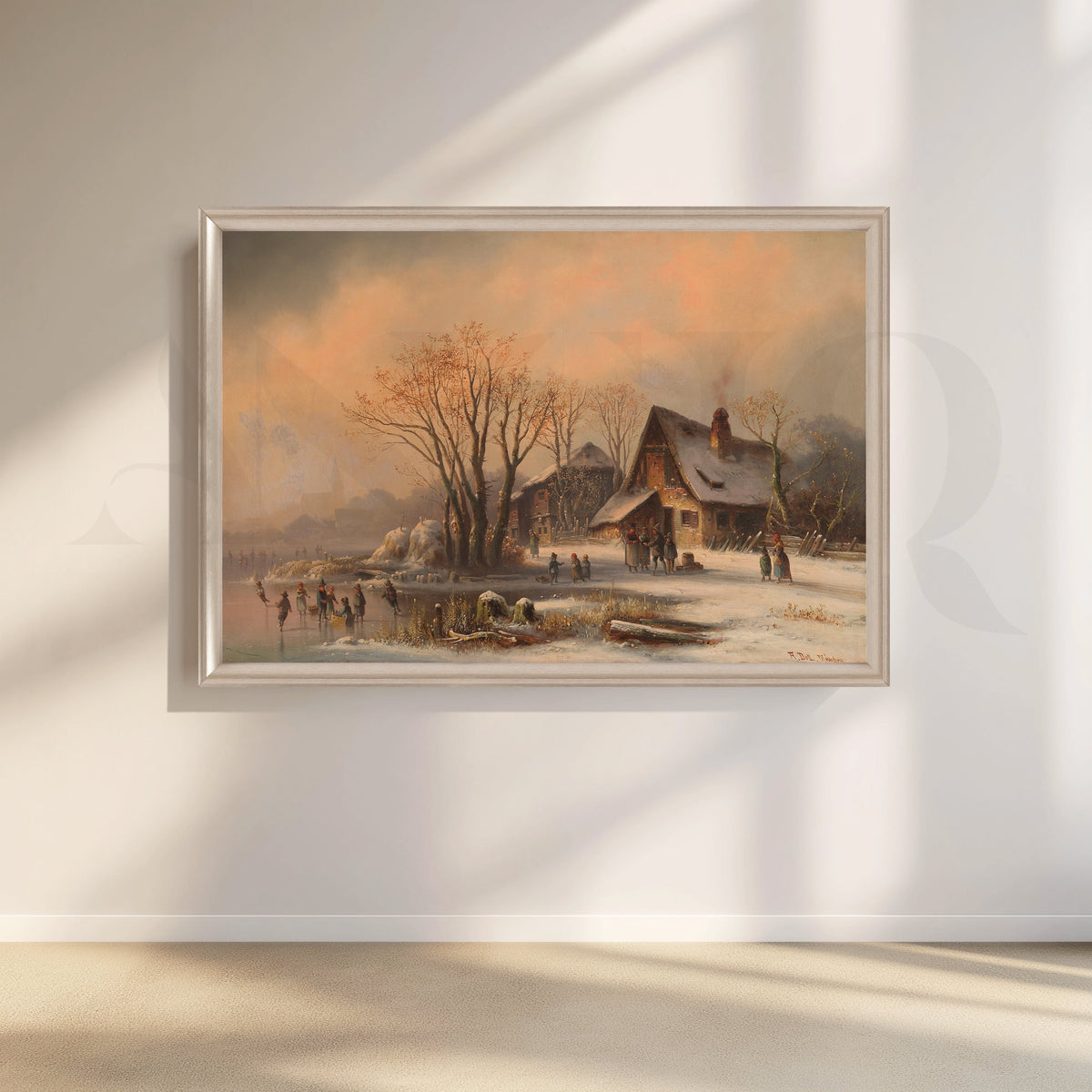 Winter Cottage Ice Rink Canvas Artwork – Asha Art Studio – Image 4