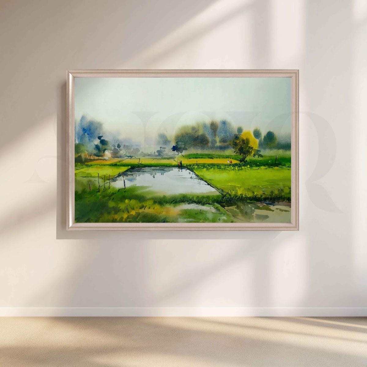 Green Countryside Pond Canvas Artwork – Asha Art Studio – Image 4