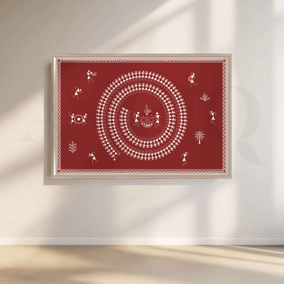 Warli Tribal Celebration Canvas Artwork – Asha Art Studio – Image 4