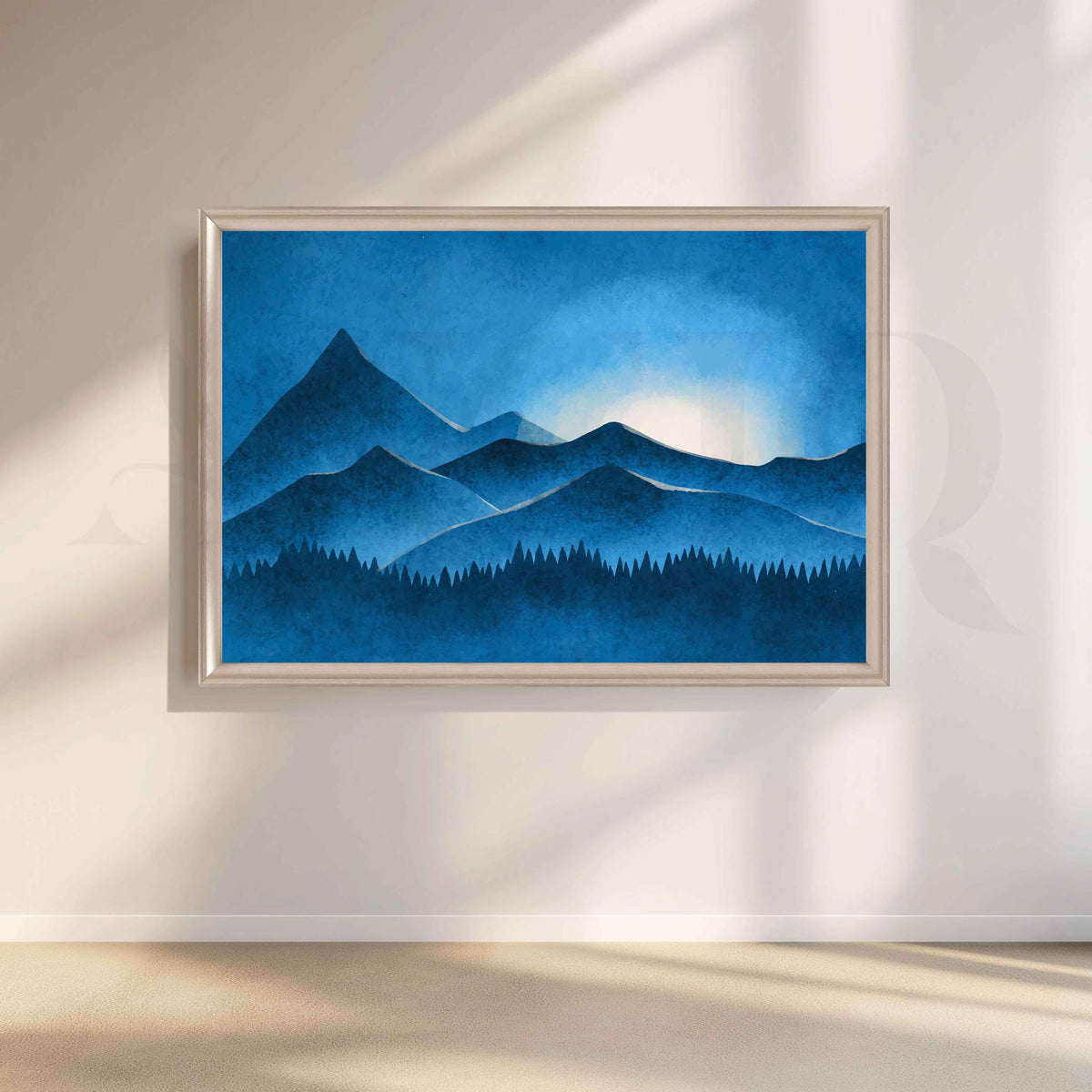 Blue Mountain Silhouette Canvas Artwork – Asha Art Studio – Image 4