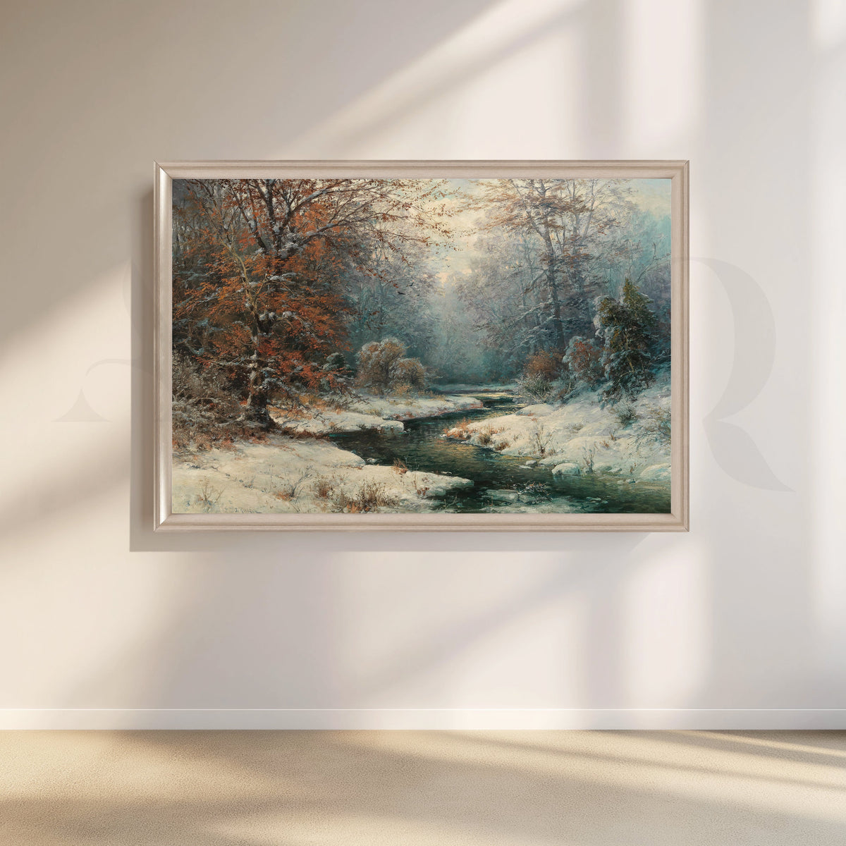 Snowy Forest River Canvas Artwork – Asha Art Studio – Image 4
