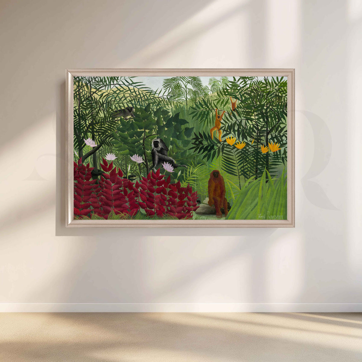 Exotic Jungle with Monkeys Folk Art Canvas Artwork – Asha Art Studio – Image 4