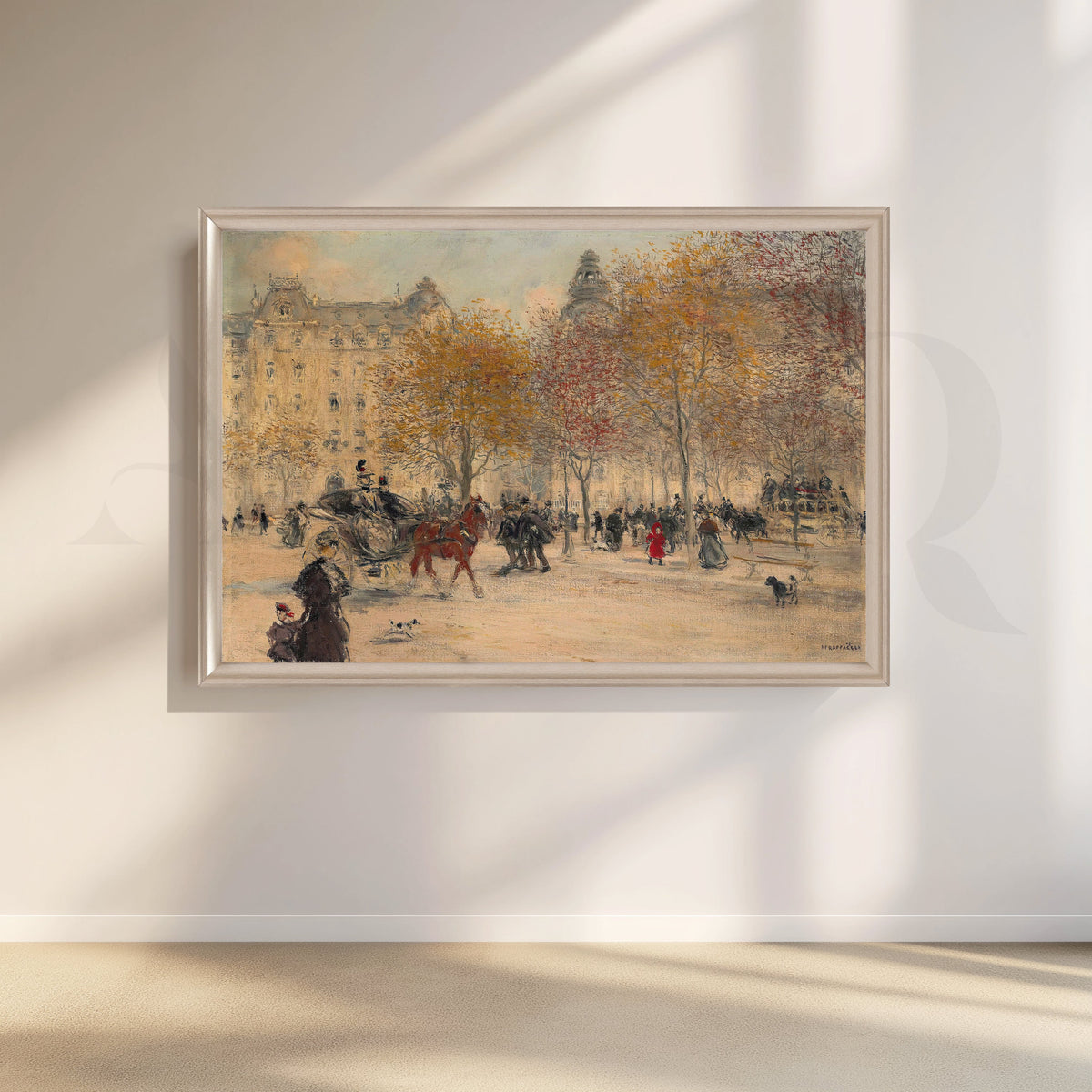 Vintage City Park Scene Canvas Artwork – Asha Art Studio – Image 4