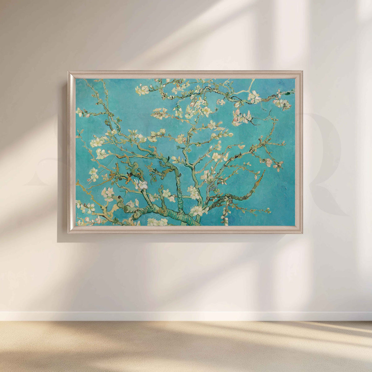 Almond Blossom Blue Floral Canvas Artwork – Asha Art Studio – Image 4