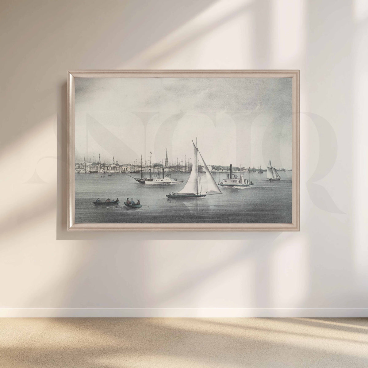 Vintage Harbour Sailboat Canvas Artwork – Asha Art Studio – Image 4