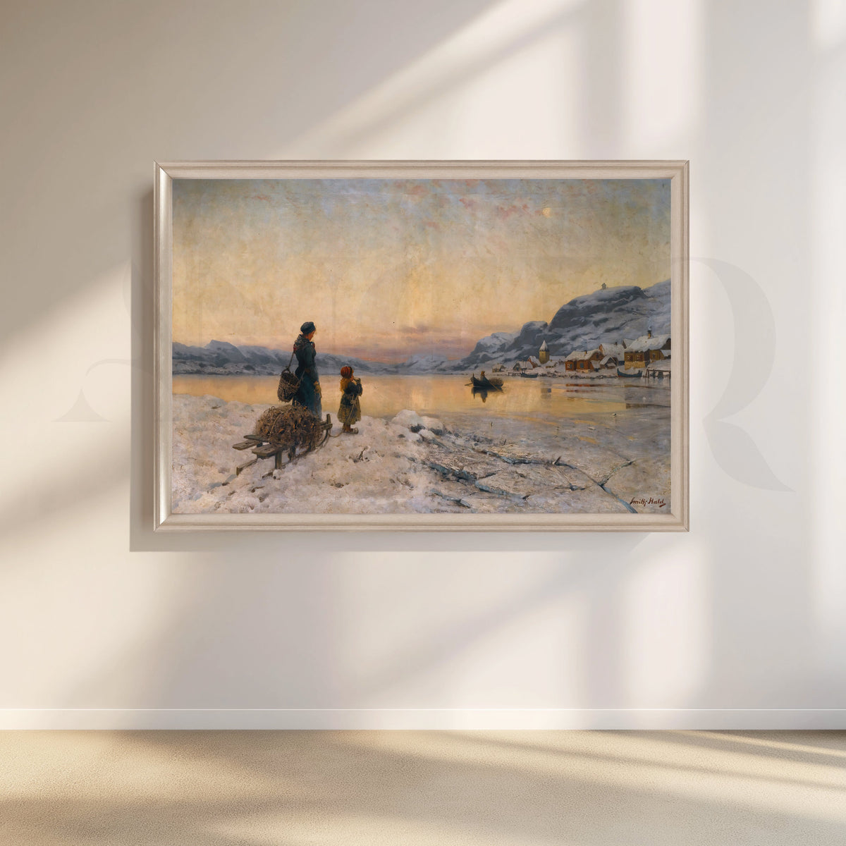 Winter Lake Village Canvas Artwork – Asha Art Studio – Image 4