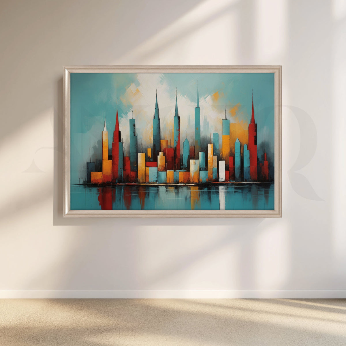 Modern Abstract City Skyline Canvas Artwork – Asha Art Studio – Image 4