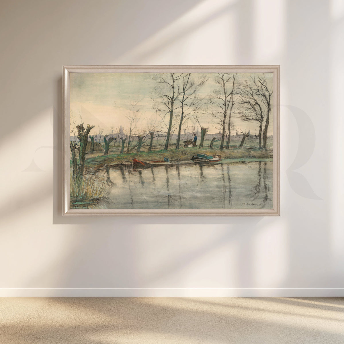 Serene Riverside Winter Canvas Artwork – Asha Art Studio – Image 4