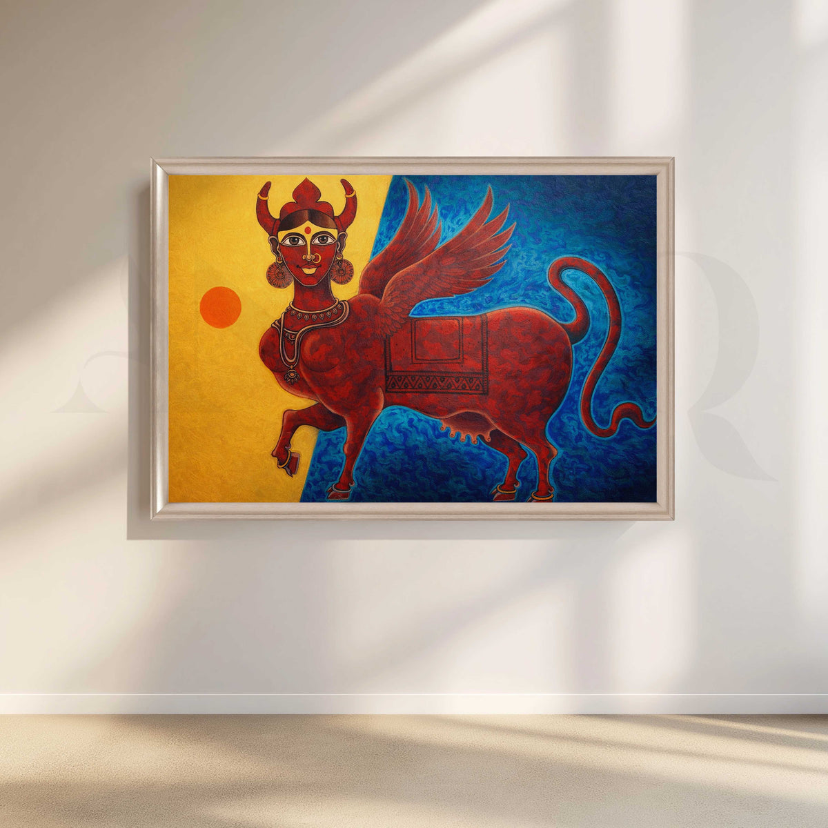 Mythical Winged Bull Canvas Artwork – Asha Art Studio – Image 4