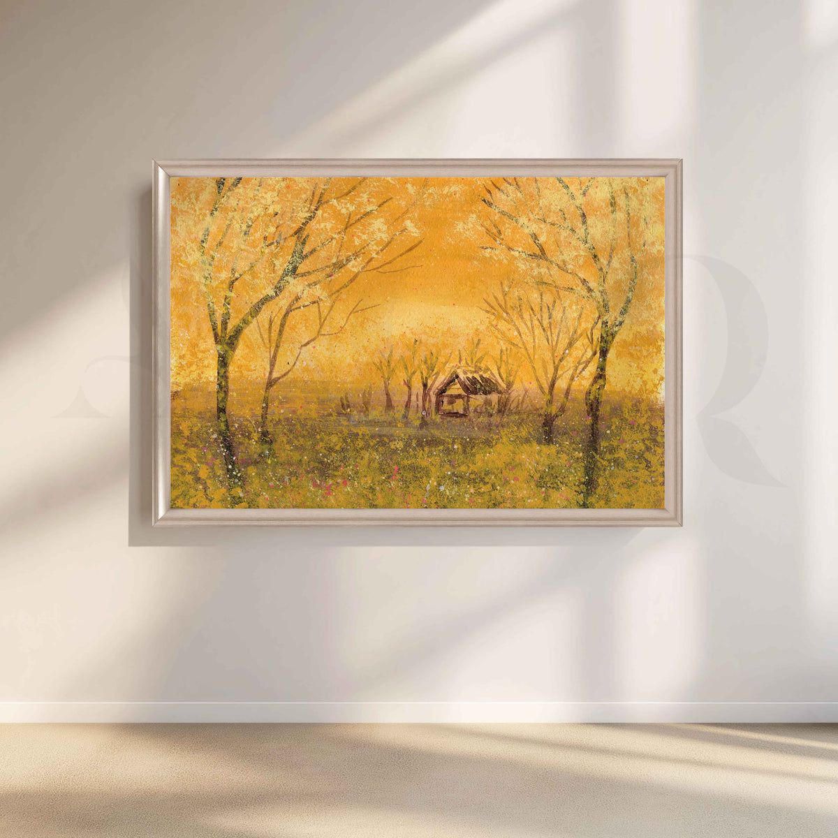 Golden Forest Cottage Canvas Artwork – Asha Art Studio – Image 4