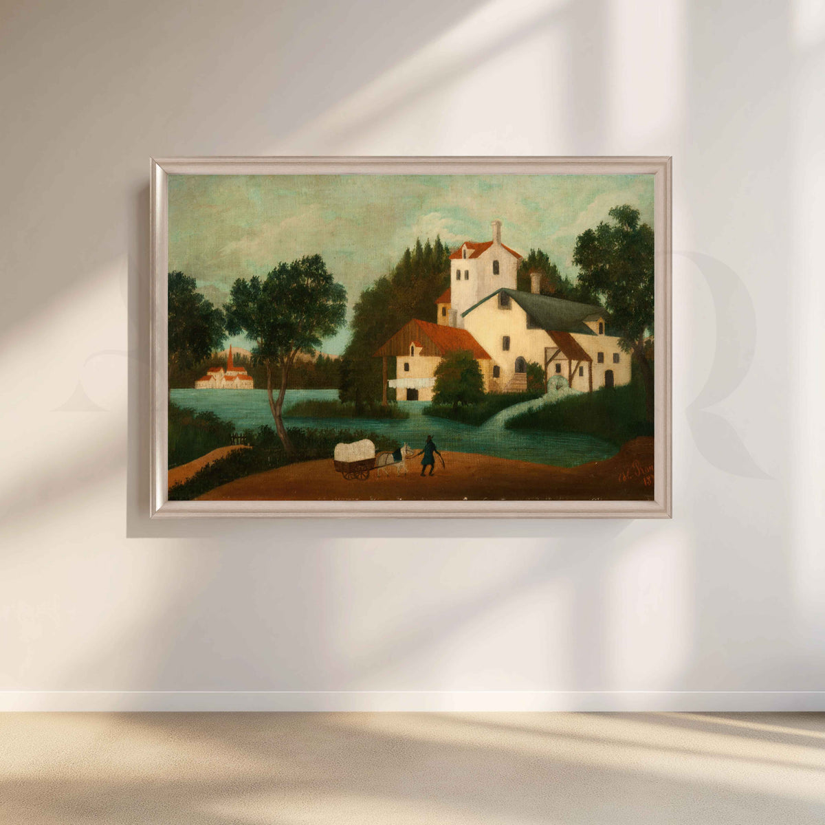 Lakeside Manor Folk Art Canvas Artwork – Asha Art Studio – Image 4