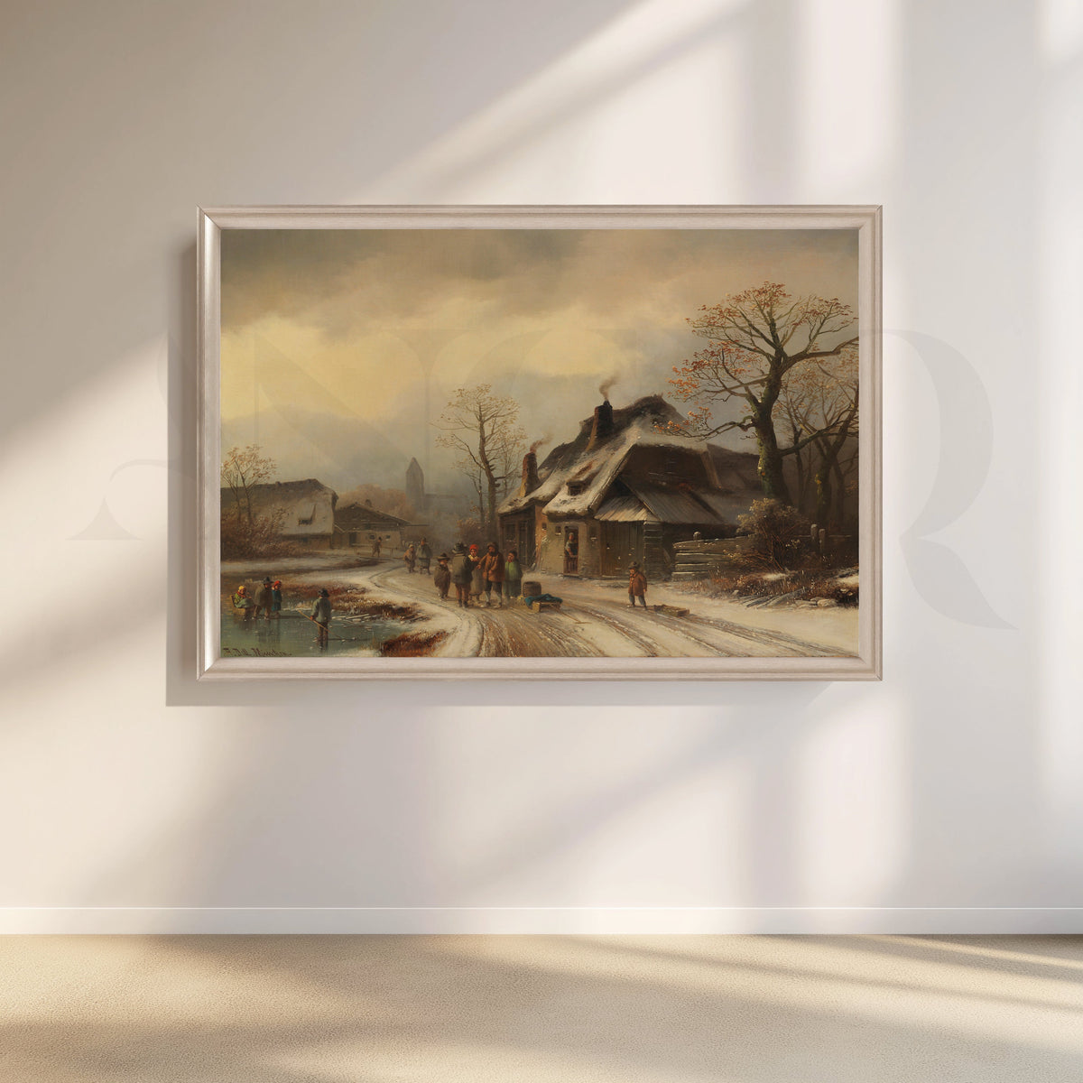 Rustic Winter Village Road Canvas Artwork – Asha Art Studio – Image 4