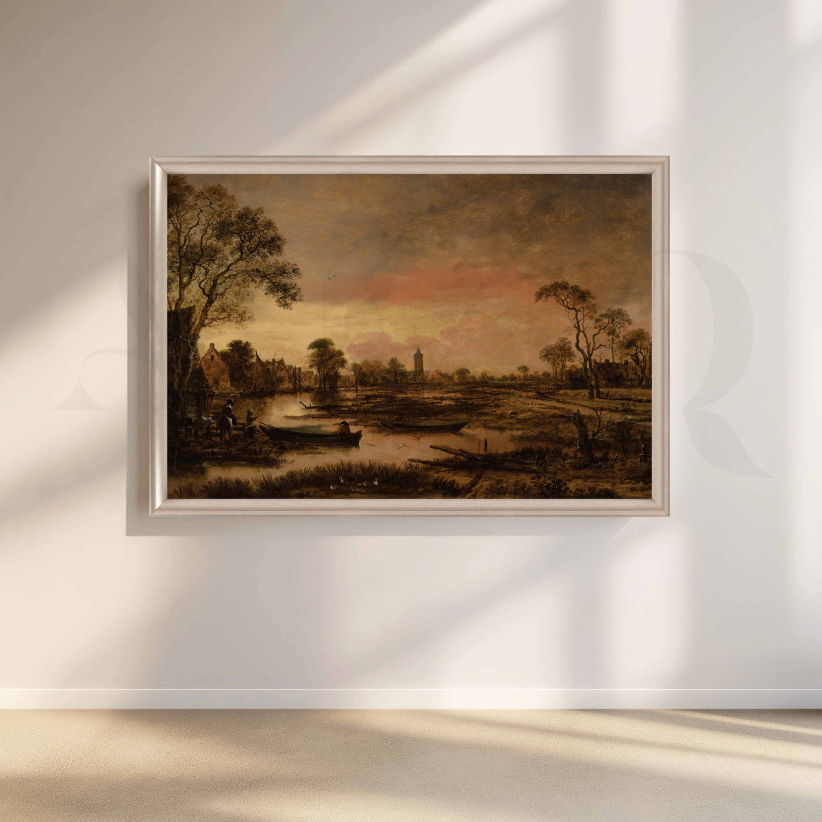 Vintage Riverside Village Canvas Artwork – Asha Art Studio – Image 4