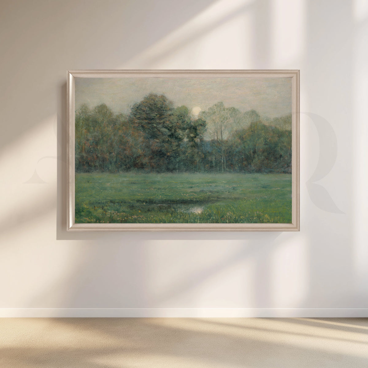 Misty Green Meadow Canvas Artwork – Asha Art Studio – Image 4