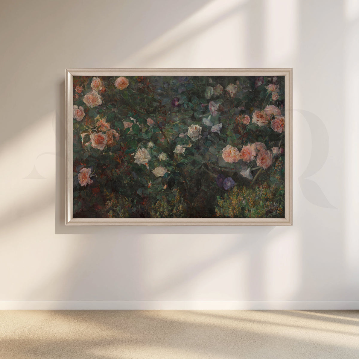 Moody Rose Garden Floral Canvas Artwork – Asha Art Studio – Image 4