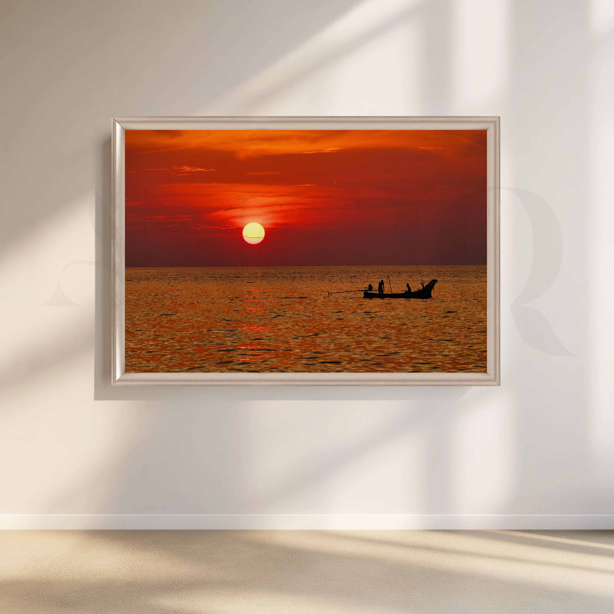 Crimson Sunset Seascape Canvas Artwork – Asha Art Studio – Image 4
