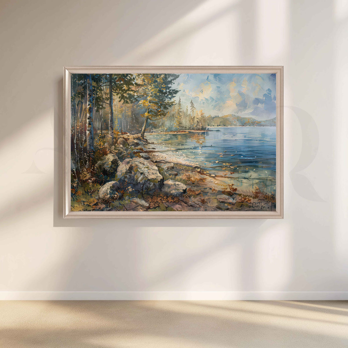 Forest Lake Shore Canvas Artwork – Asha Art Studio – Image 4