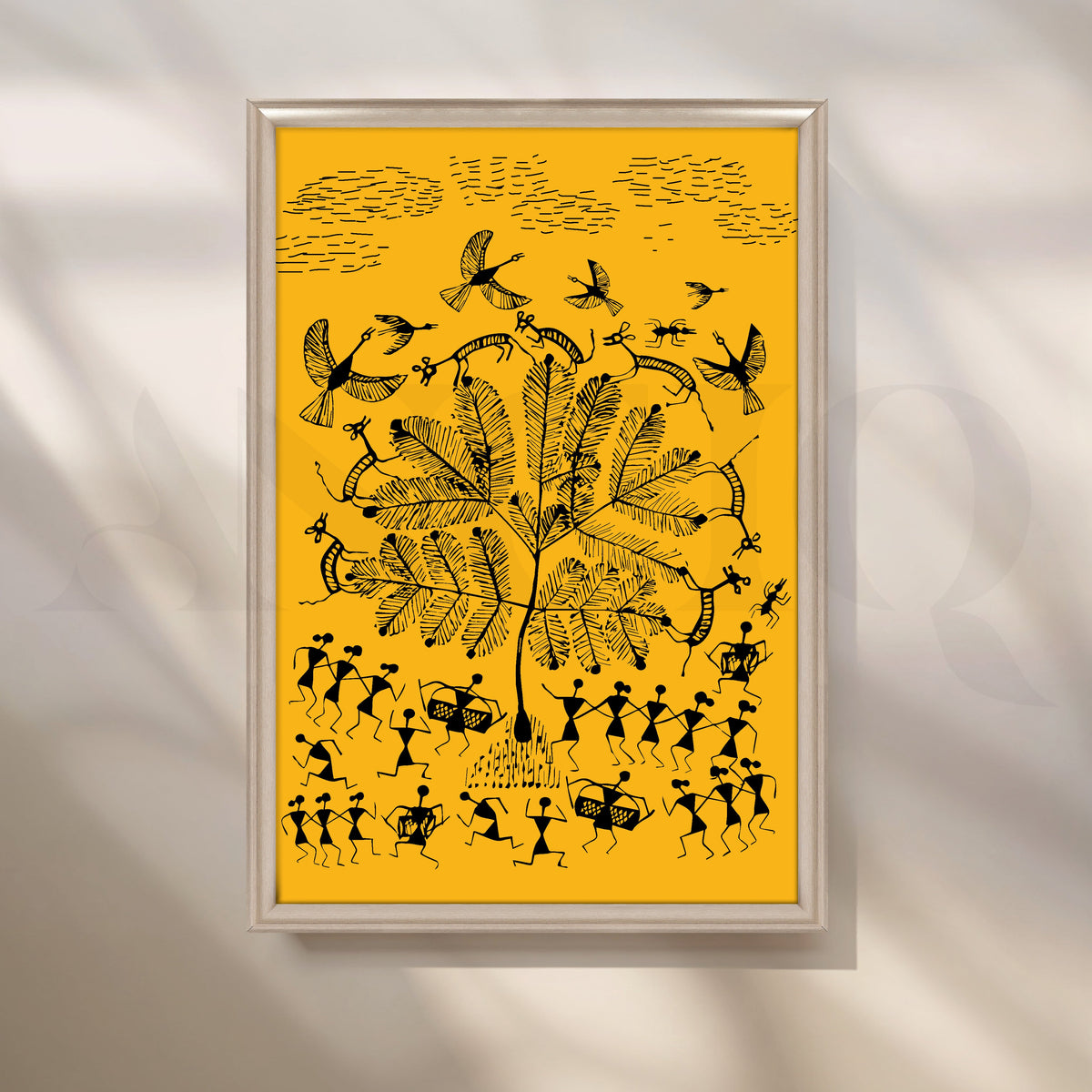 Warli Whimsy Canvas Artwork – Asha Art Studio – Image 4