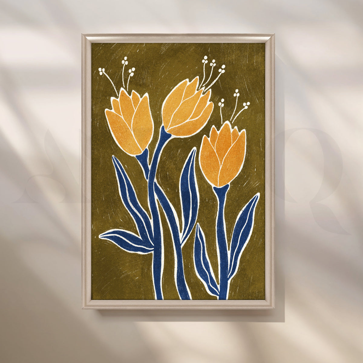 Three Golden Blooms Boho Artwork – Asha Art Studio – Image 4