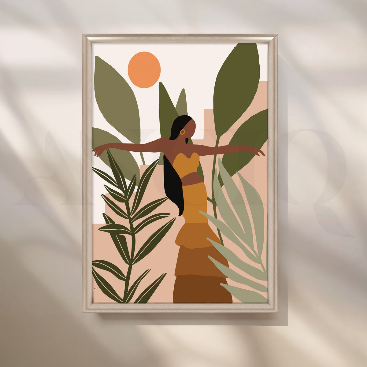 Leaves and Warm Earth Tones Boho Artwork – Asha Art Studio – Image 4