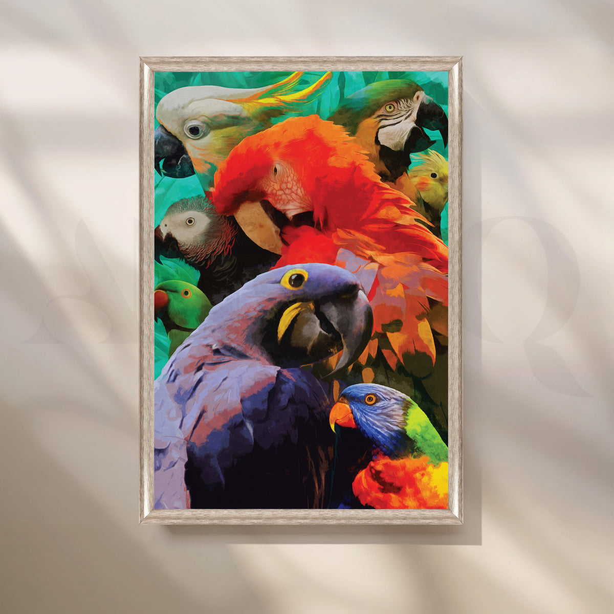 Colorful Parrots Canvas Artwork – Asha Art Studio – Image 4