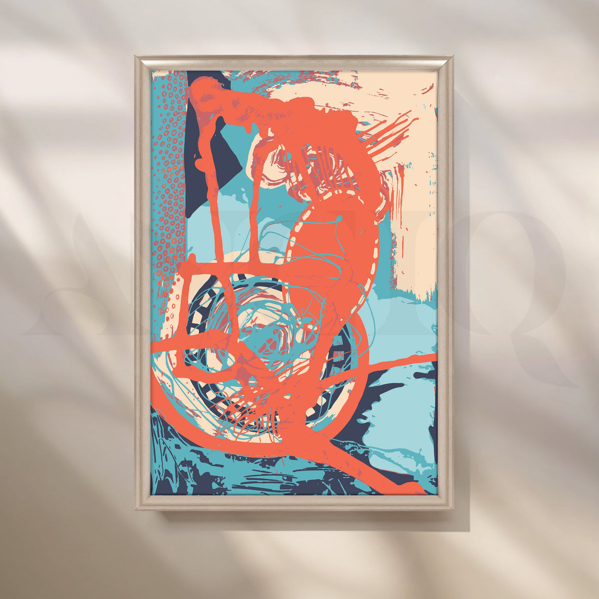Abstract Whirlwind in Red and Blue Canvas Artwork – Asha Art Studio – Image 4