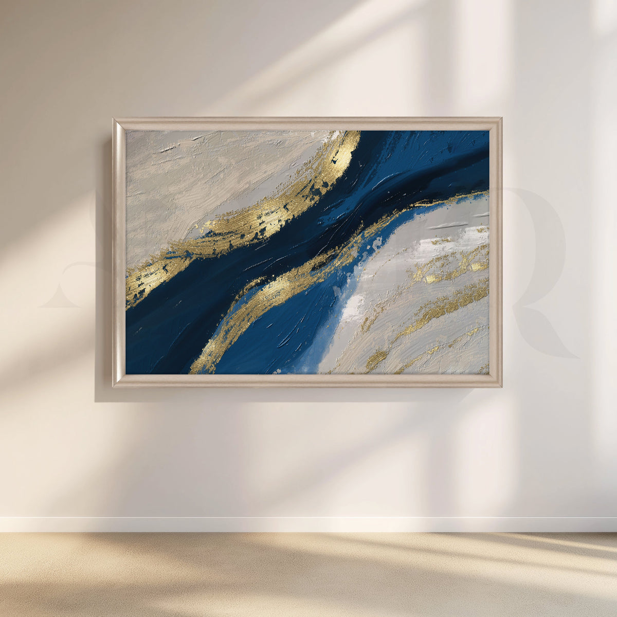 Symphony in Blue and Gold Canvas Artwork – Asha Art Studio – Image 4