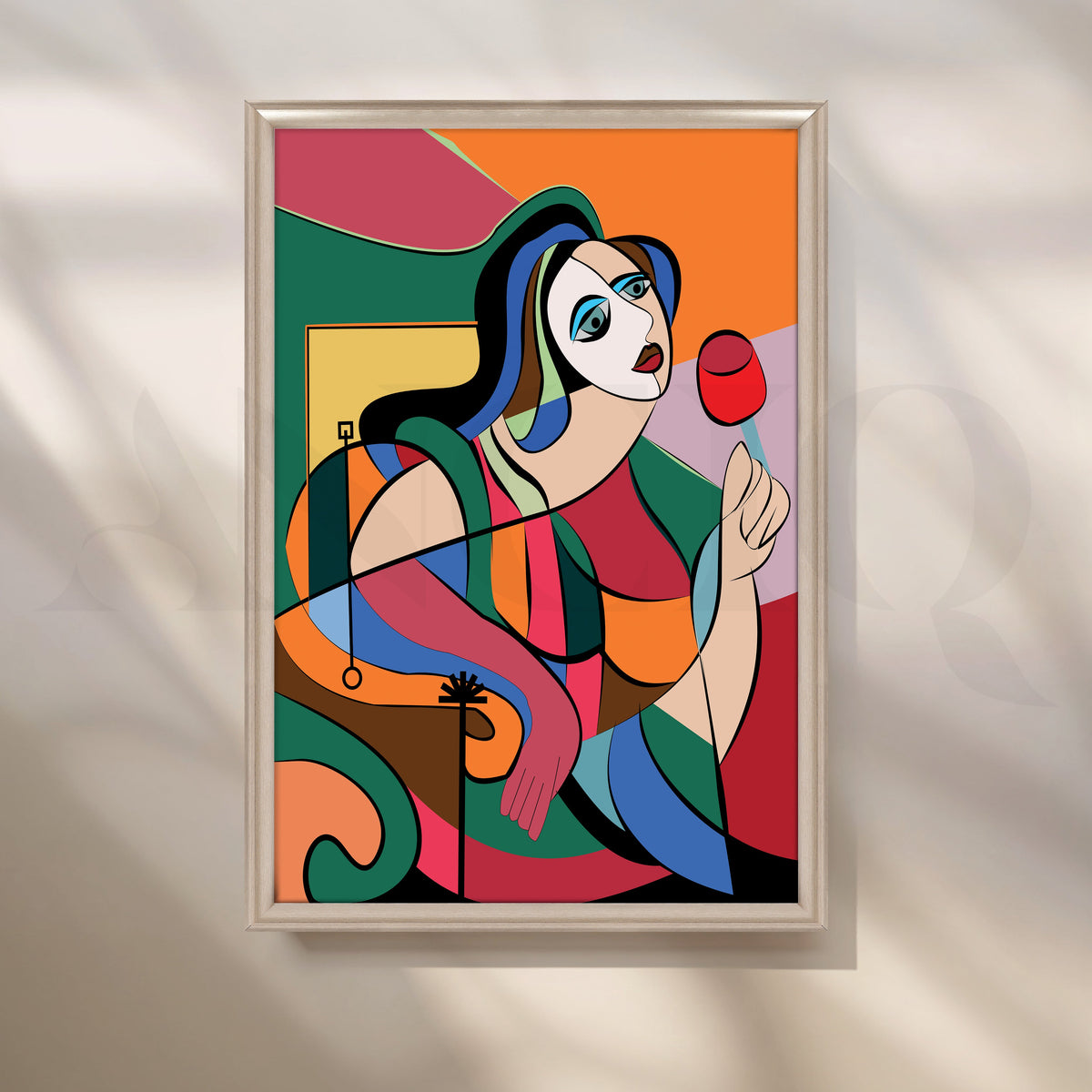Geometric Female Portrait Canvas Artwork – Asha Art Studio – Image 4