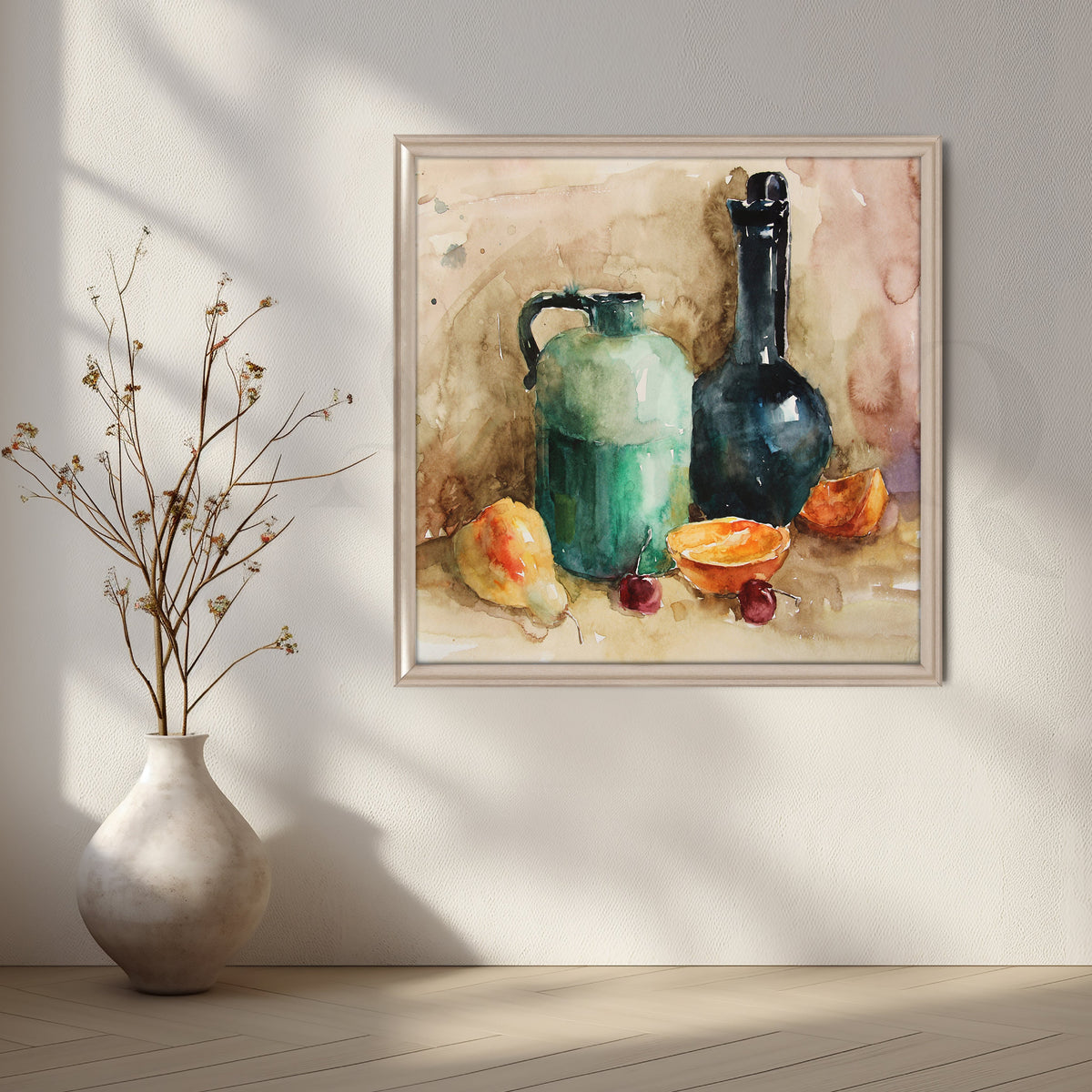 Rustic Still Life with Pear, Cherries Canvas Artwork – Asha Art Studio – Image 4