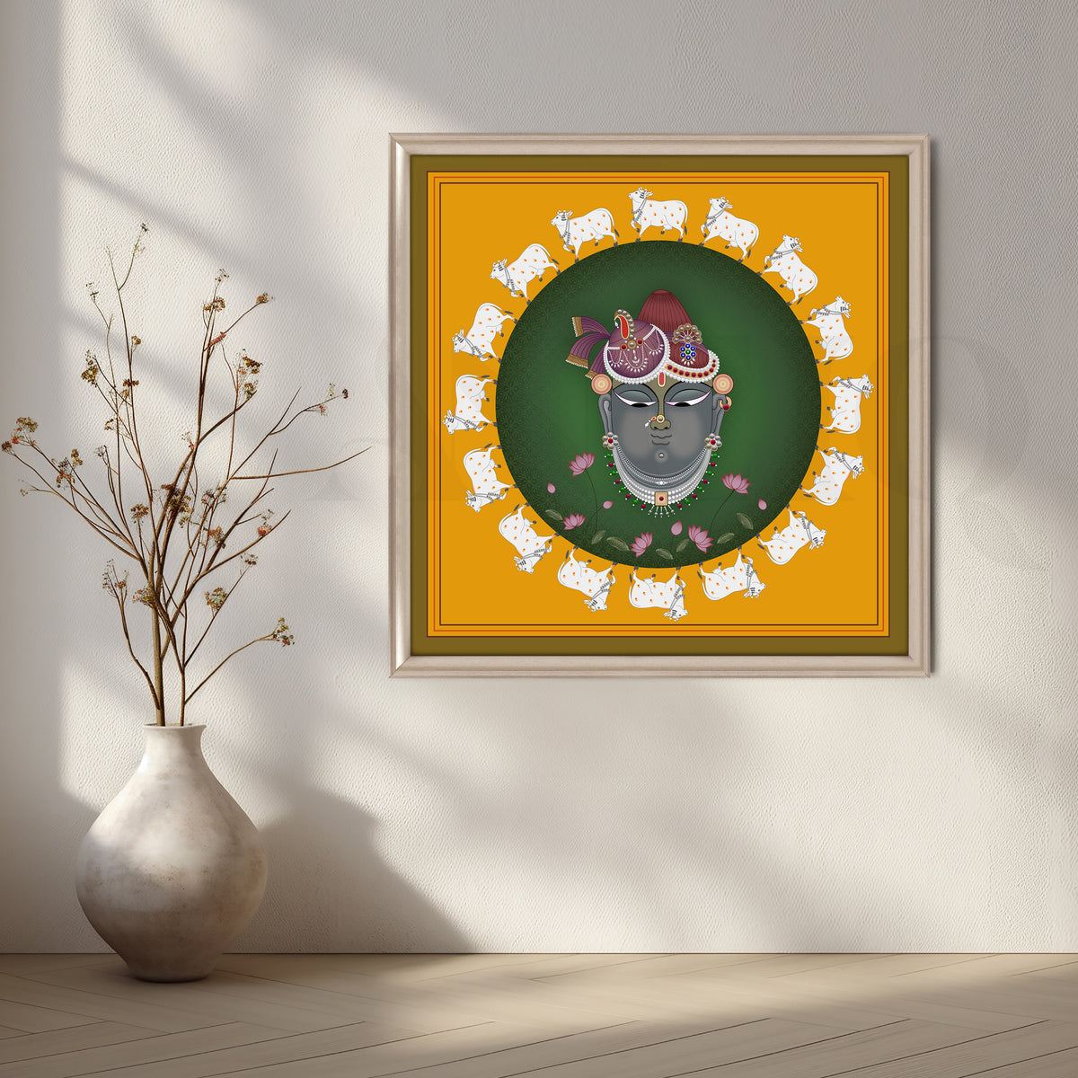 Shri Nathji Encircled by Sacred Cows Artwork – Asha Art Studio – Image 4